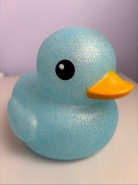 Collectible Jumbo Dazzle Duckie Sparkle Blue with Yellow Beak
